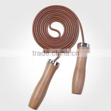 Athletic crossfit Fitness Training wooden handle leather jump rope