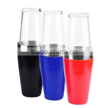 different color good quality stainless steel BOSTON cocktail shaker