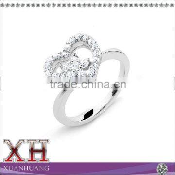 Sterling Silver Cubic Zirconia Open Heart and Flower Ring