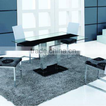 2015 tempered glass black color dining table