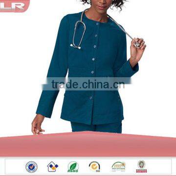 Wholesale OEM Hotsale Fashion Women's Olivia Round Neck Solid Scrub Jacket / Hospital Uniform