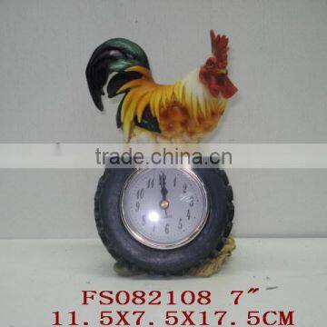 Clock chicken figurine