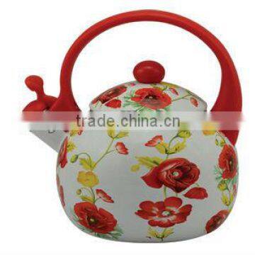 2.5L Enamel Whistle tea pot full decor