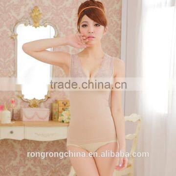 High Quality Lace Design Lady Tank Top Tummy Control V Neck Tank Top photo-2