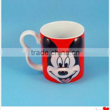 YF18103 ceramic embossed mug with special handle