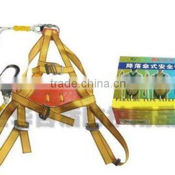 Industrial Safety Belt / Full Body Harness With Plastic Back Support / Safety Lanyard