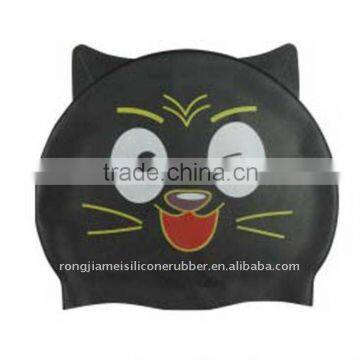 Black Cat Silicone Swimming Cap