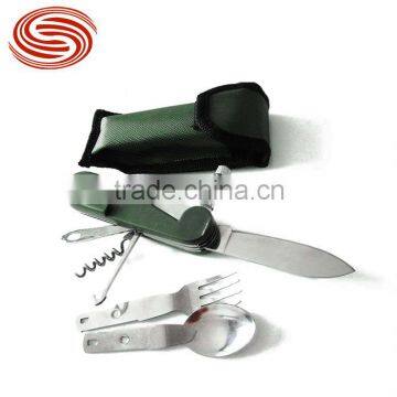 Wholesale Portable Outdoor Tableware Camping Cutlery Tools Multifunction Dinnerware with Light Multipurpose Tableware