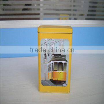 Yellow Color rectangular wholesale coffee tin