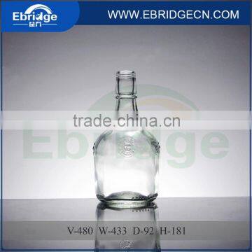 transparent long neck glass spirit wine bottle 500ml