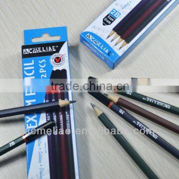 7" standard size hexagonal shape color body graphite 2B pencil sharpened with dipped end
