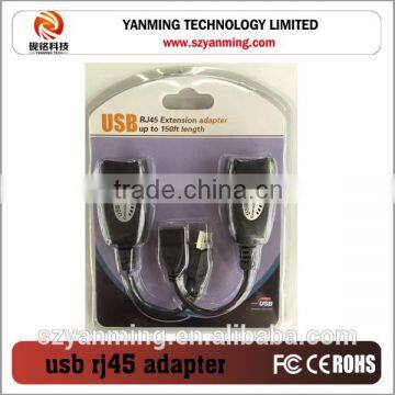 USB Extension to Ethernet RJ45 Cable 2 USB Adapters M/F