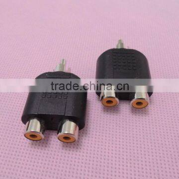 Audio system black RCA male to RCA female connector adapter 2 to 1