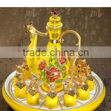 Factory direct wholesale 12 zodiac yellow ceramic wine cup