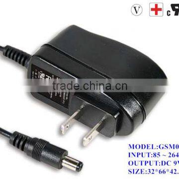 CE approved mean well 6w 9v high reliable medical power adapter with 3 years warranty