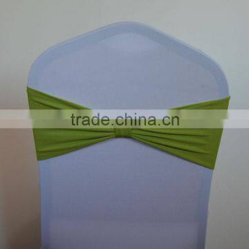 Grass green cheap spandex chair sash/ band with fabric bow for weddings