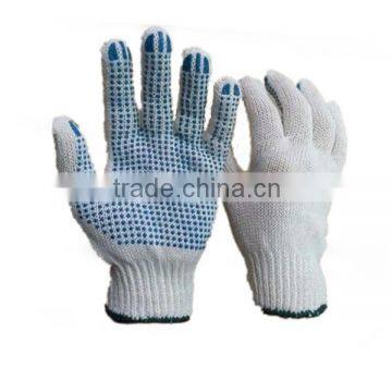 7 Gauge Polyester Liner Slip Resistance Blue PVC Dots Gloves