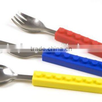 Blocks stainless steel spoon and fork silicone handle