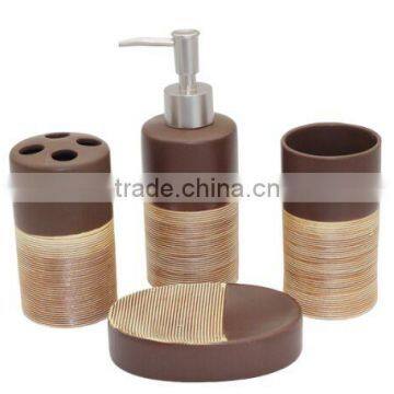 Hotsales 4pcs Brown Ceramic Bathroom Set