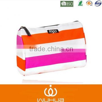 china factory design stripe female washing bag/toiletry bag with rainbow for summer