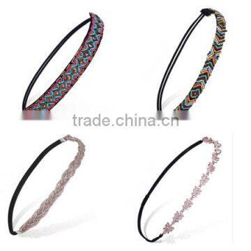 wholesale price latest Head Chain Jewelry beaded flower hairband Elastic hairband