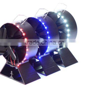 New design heat powered stove fan with white LED light