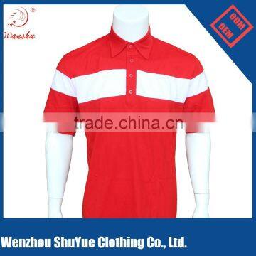 New design fashion split joint polyester polo shirt