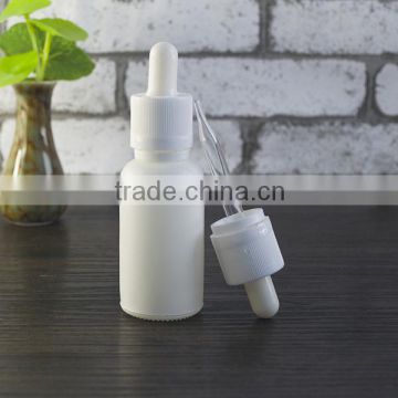 boston round glass bottle with childproof cap white glass dropper bottle