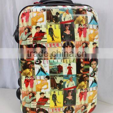 2016 Vintage Magazine Cover Girls Printing ABS+PC Trolley Luggage Set for Women