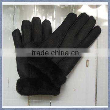 Wholesale Men Super Warm Sheepskin Leather Fur Gloves Winter Fur Glove