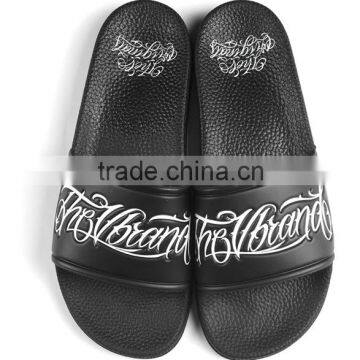 unsex SPA slippers embossed logo custom slide PU sandals