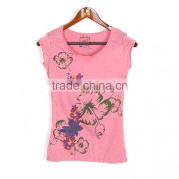 Pink women's sleeveless t shirt with pattern