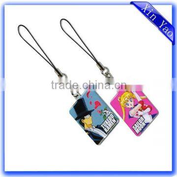 High quality anime photo etched cheap metal silk printing keychain