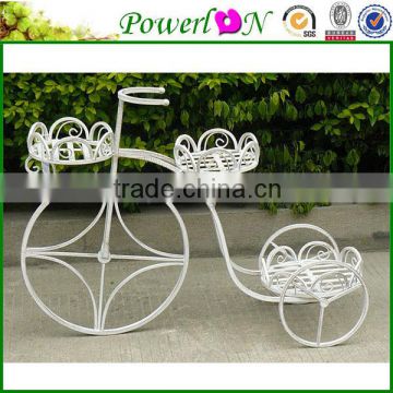 Antique white home decoration bike planter stand