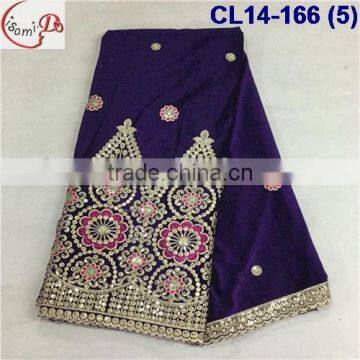 CL14-166 (5) New arrival and high quality African Velvet embroidery design lace fabric with sequins for dress and clothes