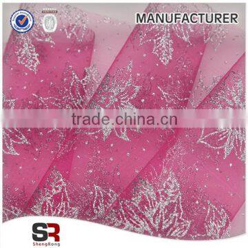 Foil polyester mesh fabirc with big star design