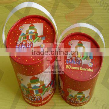 goodlooking cylinder candy box with plastic handle