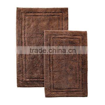 Cotton Craft - 2 Piece Reversible Bath Rug Set - Race Track - Chocolate