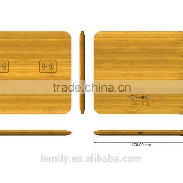 Natural Bamboo qi Wireless Charger With Dual Wireless Charging for Iphone and Samsung photo-6