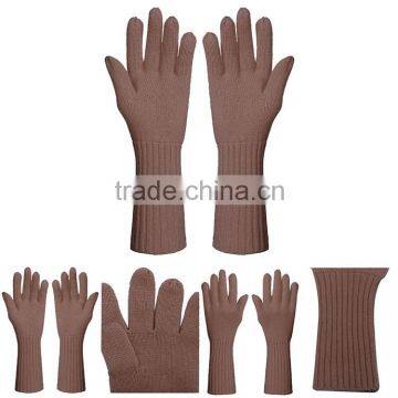 Women Long Cashmere Knit Fingerless Gloves, Women Knit Cashmere Gloves