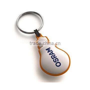 light bulb design shape rubber keychain with custom logo