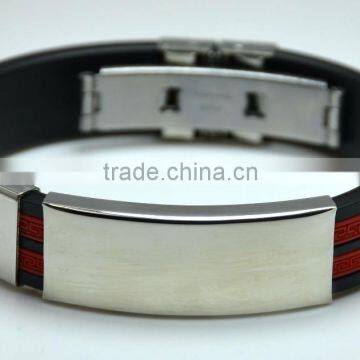 European And American Style Men Bracelets Jewelry Stainless Steel Wrapped Black Red Mixed Wide Band Anime Bangles