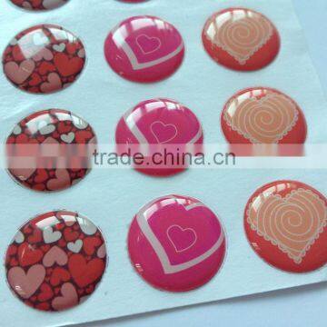 Heart Design Epoxy Resin Sticker, Epoxy Dome Sticker