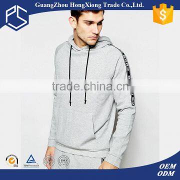 Daijun cheap oem high quality 100% cotton silk-screen logo grey with drawstring pullovers casual men high quality plain hoodies