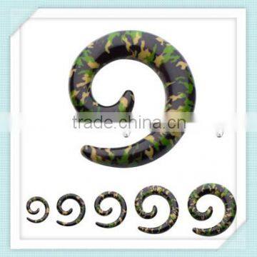 Acrylic camouflage printed ear spiral plug (3mm-10mm)