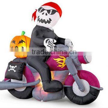 Halloween Inflatable Skeleton with Motorcycle