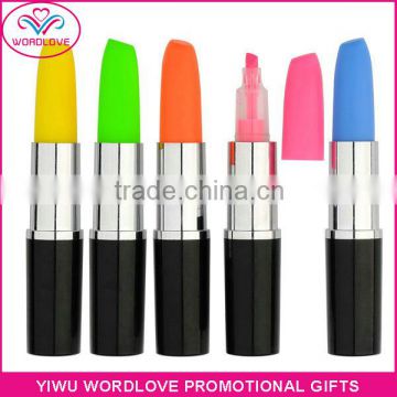 Lipstick shaped novelty multicolor highlighter pens for promotion