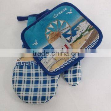 set of 2 pcs kitchen oven mitten and pot holder set