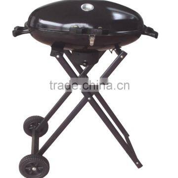 Round Charcoal Trolley Grill Camping BBQ Grill