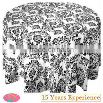 100%Polyester Flocking Taffeta Table Cover Damask Table Cloth